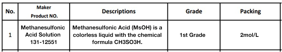 Methanesulfonic Acid Solution